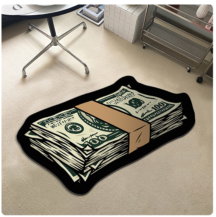 "Crystal Velvet Floor Mat Collection: Dollar Bills Design for Entryways, Bathrooms, Bedrooms, and More"