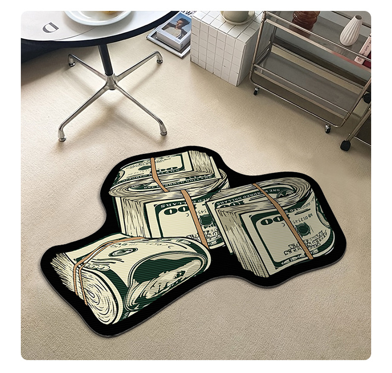 "Crystal Velvet Floor Mat Collection: Dollar Bills Design for Entryways, Bathrooms, Bedrooms, and More"