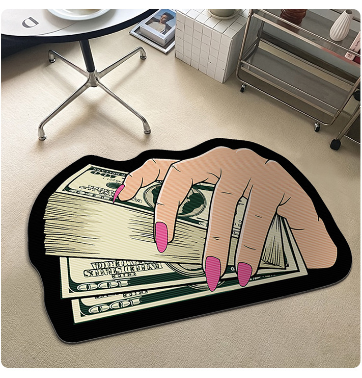 "Crystal Velvet Floor Mat Collection: Dollar Bills Design for Entryways, Bathrooms, Bedrooms, and More"